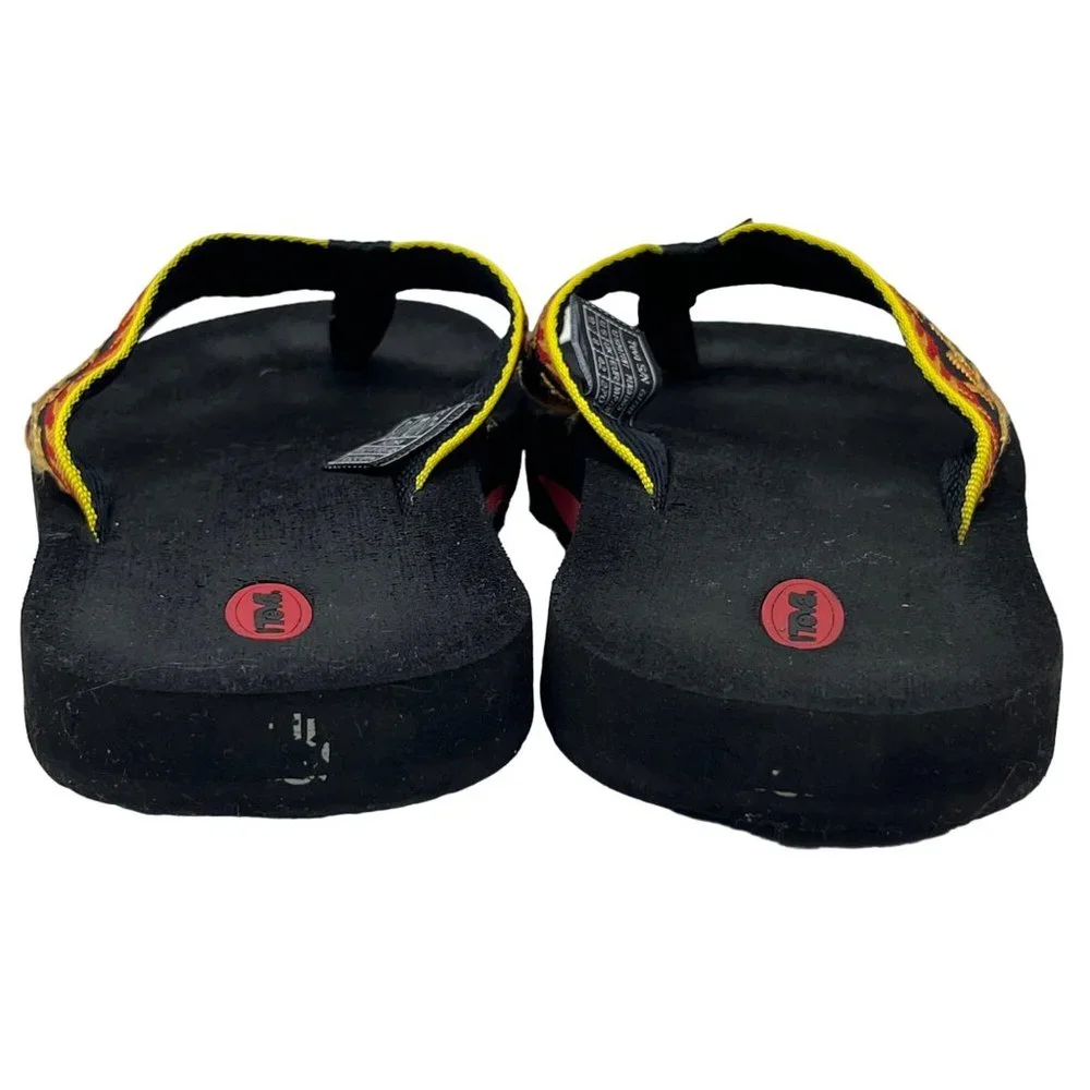 Teva 6108 Mens Woven Strap Thong Flip Flop Sandal Red Yellow‎ Size 9